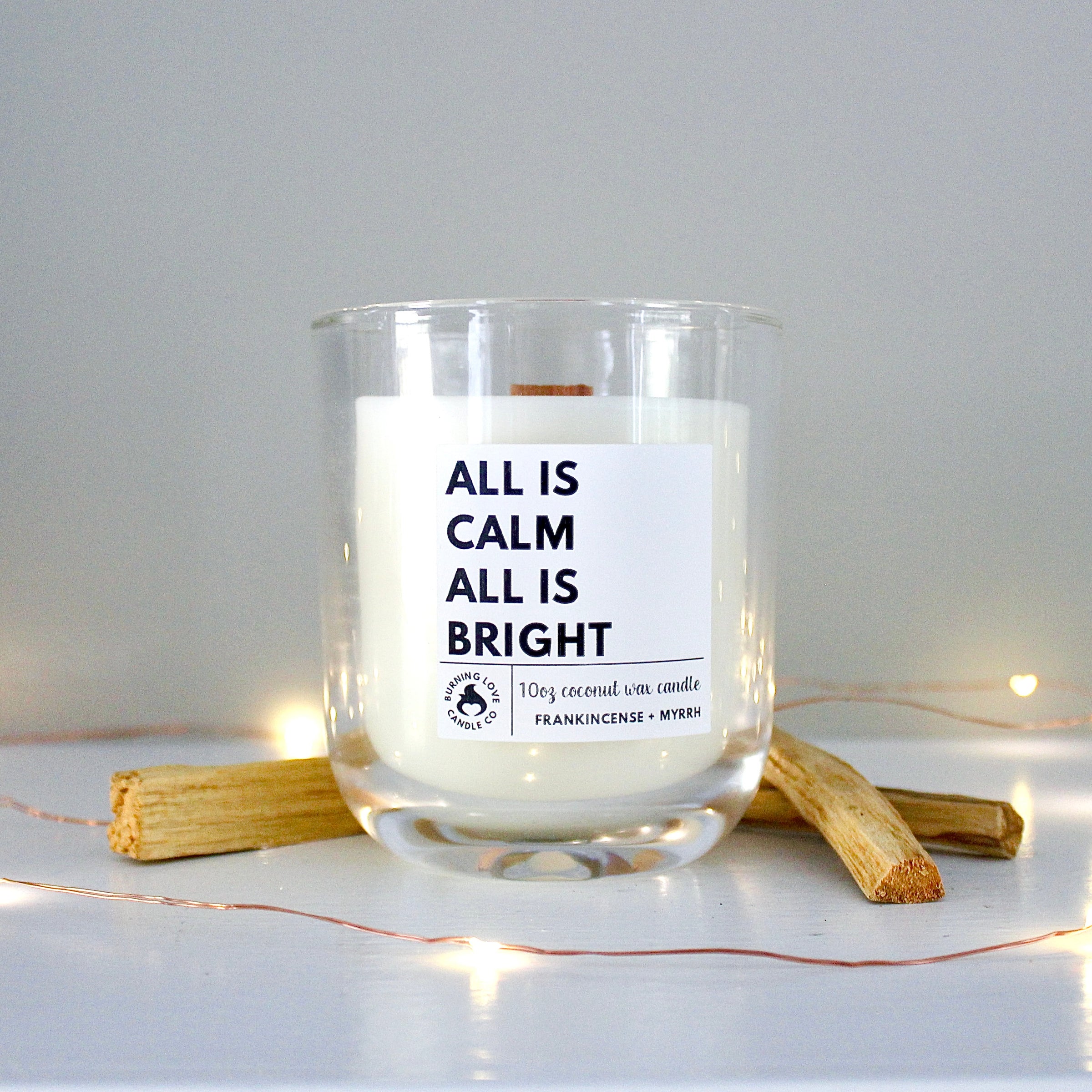 ALL IS CALM ALL IS BRIGHT / Frankincense + Myrrh | Burning Love Candle Co., image size:2400x2400